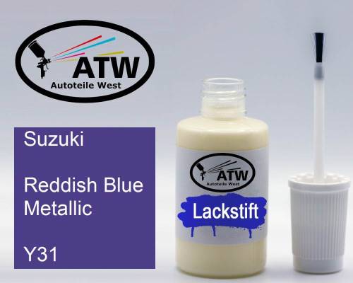 Suzuki, Reddish Blue Metallic, Y31: 20ml Lackstift, von ATW Autoteile West.